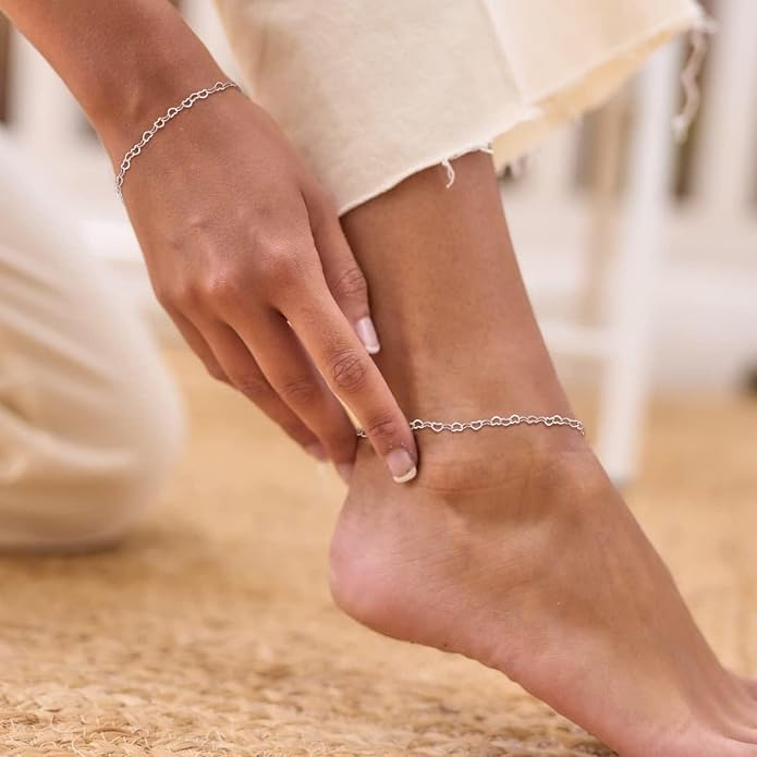 ChicSilver 925 Sterling Silver Ankle Bracelet for Women, Simple Cuban Link/Figaro/Twist Rope Chain Anklets for Beach Party(with Gift Box)