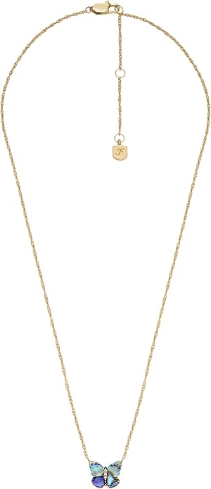 Fossil Women's Gold-Tone Stainless Steel Pendant Chain Necklace for Women