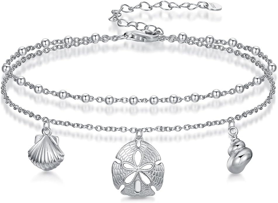 Ankle Bracelets for Women, 925 Sterling Silver Infinity/Heart/Pineapple/Butterfly/Turtle/Evil Eye/Sand Dollar Anklets Waterproof, Christmas Birthday Bracelet Anklets Jewelry Gift Adjustable