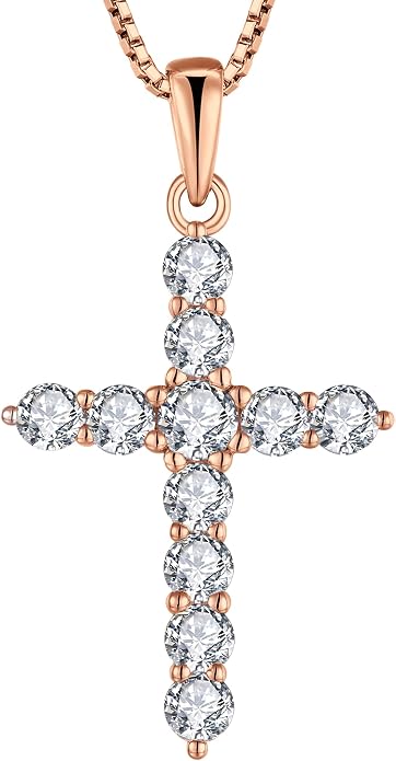 STARCHENIE Cross Necklace Sterling Silver Crucifix Pendant Gemstones Jewelry for Women