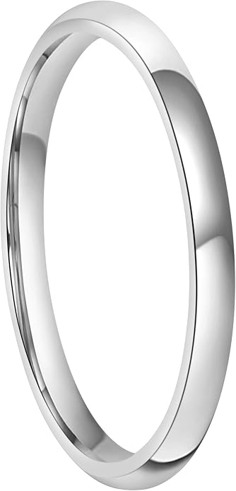 CROWNAL 2mm 4mm 6mm 8mm 10mm Tungsten Wedding Band Ring Men Women Plain Dome Polished Size Comfort Fit Size 3 To 17