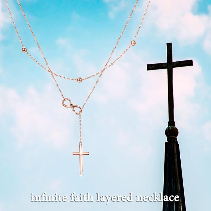 MONGAS Tree of Life/Infinity Cross/Lock and Key/Lotus/Hamsa/Horse/Strawberry/Opal/Lariat/Dragonfly/Heart/Violin Layered Necklace Sterling Silver for Women