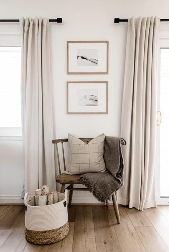 100% Blackout Shield Linen Total Blackout Curtains for Bedroom 96 Inches Long, Back Tab/Rod Pocket Living Room Drapes, Thermal Insulated Blackout Curtains 2 Panels Set, 50" W x 96" L, Cream