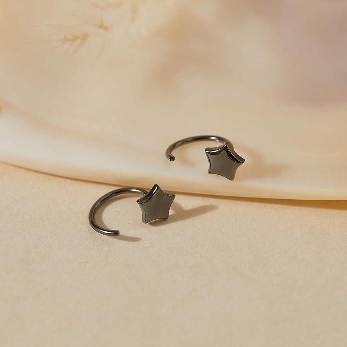CHIC & ARTSY 925 Sterling Silver Half Hoop Earrings for Women, Small Huggie Hoops Set with Ball Bar Star Moon Cross & Pearl, Lightweight Comfort Fit Everyday & Sleep Earrings