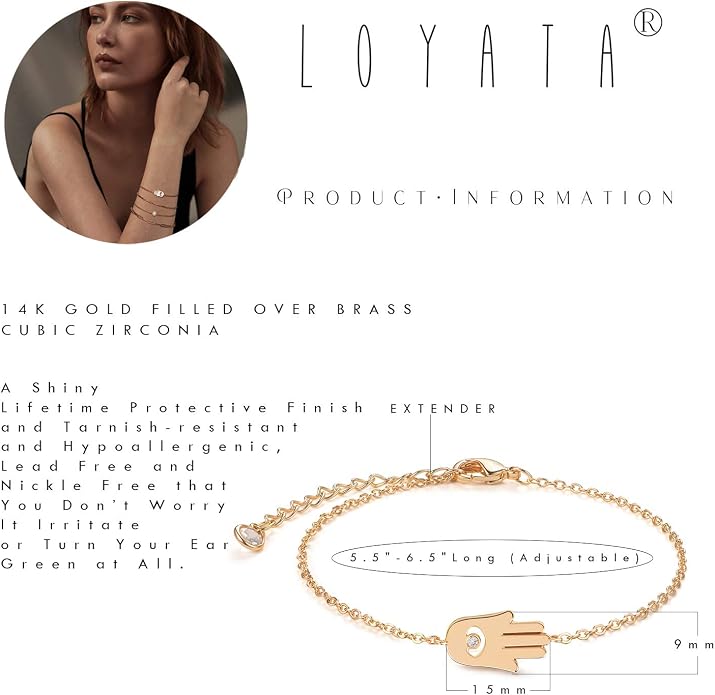 LOYATA Gold Bracelet Gold 14K Gold Filled Dainty Chain Simple Jewelry Gift for Women