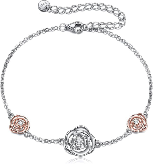 CRMAD Moonstone Moon/Star/Daisy/Turquoise/Rose Flower/Cat/Star/Hecate/Airplane/Pearl/Chakra/Rose Pearl/Butterfly/Wave/Starfish Anklet for Women Sterling Silver Anklet Irish Jewelry