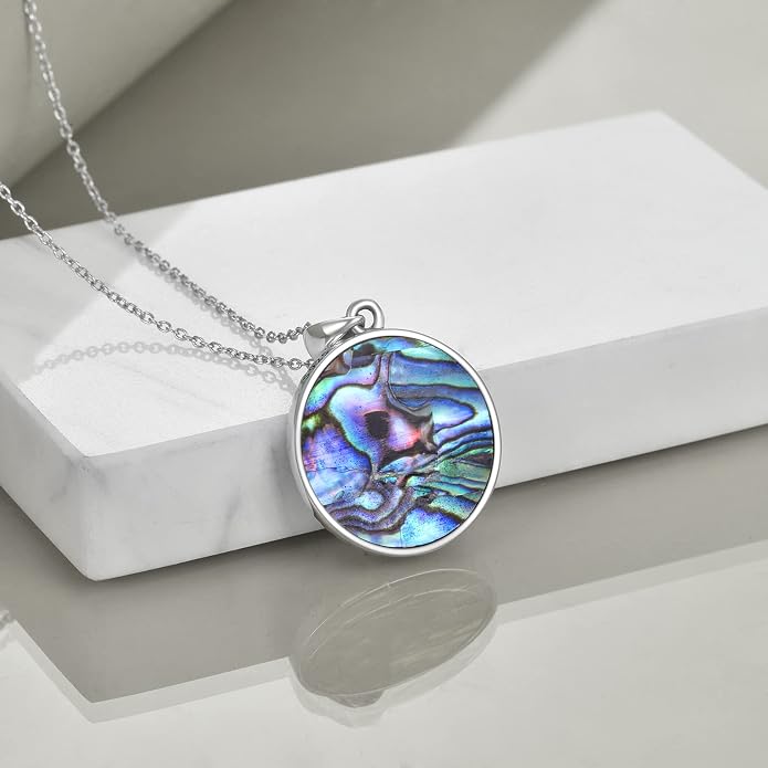 Moon Sun Star Necklace 925 Sterling Silver Abalone Shell Celestial Jewelry Gift for Women
