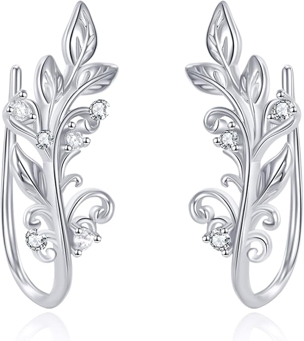 leaf/cherry blossom/purple orchid/celtic knot earrings Ear Climber Crawler Cuff Sterling Silver Wrap Earrings for Women