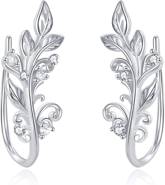 leaf/cherry blossom/purple orchid/celtic knot earrings Ear Climber Crawler Cuff Sterling Silver Wrap Earrings for Women