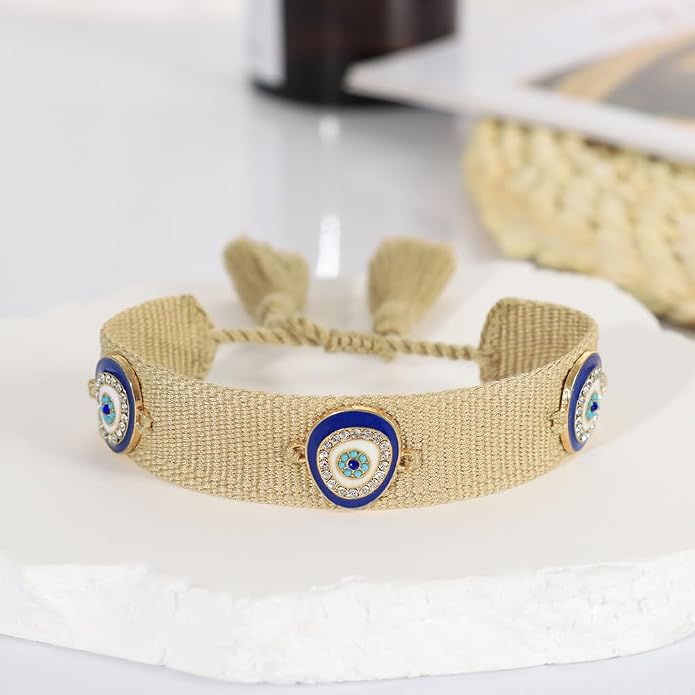 Evil Eye Woven Lover Friendship Bracelets Handmade Adjustable Tassel Friend Gift for Women An Elegant Talisman of Protection and Good Fortune