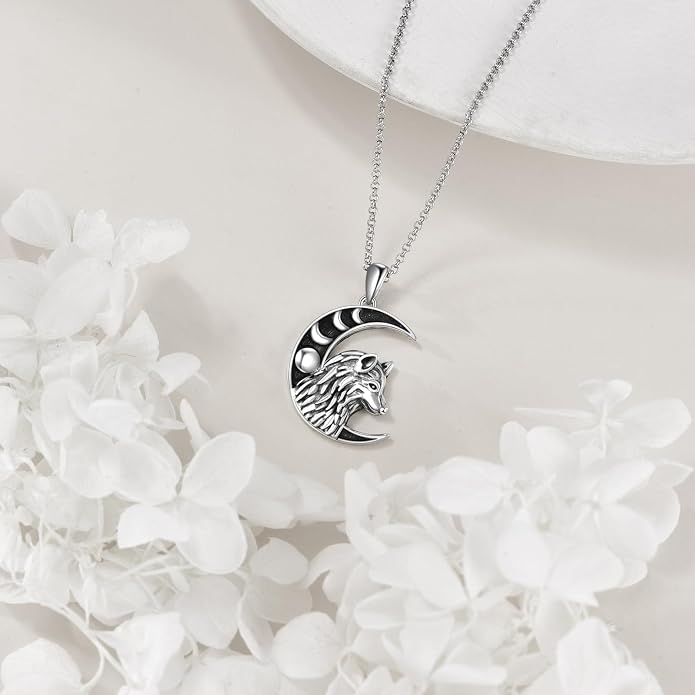 VONALA Gothic Necklace 925 Sterling Silver Punk Dagger/Thor Hammer/Arrowhead Wolf/Lion/Tree of Life Urn Pendant Necklace Viking Amulet Pagan Jewelry Gifts for Women Men Unsex