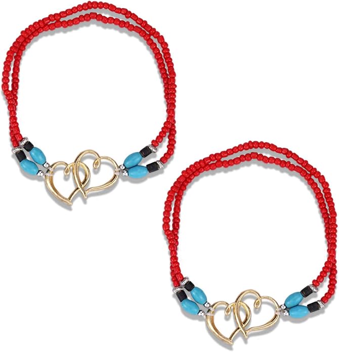 2PC Ankle Bracelets for Women Beaded Heart Ankle Bracelet Waterproof Bohemian Big Plus Size Anklets Summer Beach Accessories Boho Jewelry