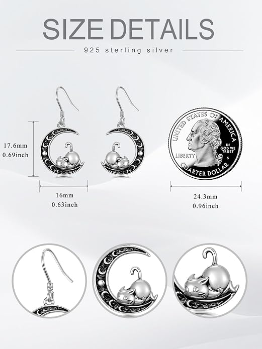Animal/Leaf/Gothic Dangle Earrings 925 Sterling Silver Animal/Leaf/Gothic Dangle Drop Earrings Easter/Halloween/Christmas Jewelry Gifts for Women Her