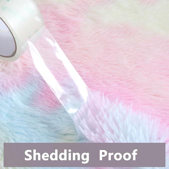 Fluffy Rainbow Rug for Girls Room 6x9 - Soft Non-Slip Kids Carpet | Vibrant Rainbow Colors - Tie-Dye Pattern Sparks Creativity - Brings A Playful Colorful World To Your Daughter'S Bedroom