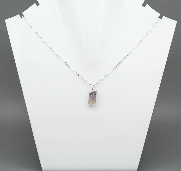 Raw Birthstone Crystal Necklace for Women, Hypoallergenic 925 Sterling Silver Pendant, Adjustable 16+2" Silver Chain, Light Natural Gemstone Jewelry for Everyday Wear & Gift for her & him