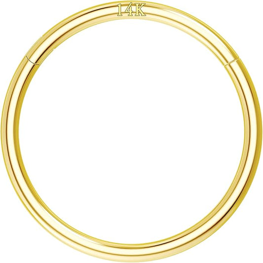 COCHARM 14K Solid Gold 18g/16g Nose Rings 16G Septum Rings Yellow Gold Tragus Helix Cartilage Conch Earring Hoops 18 Gauge Piercing Hoop
