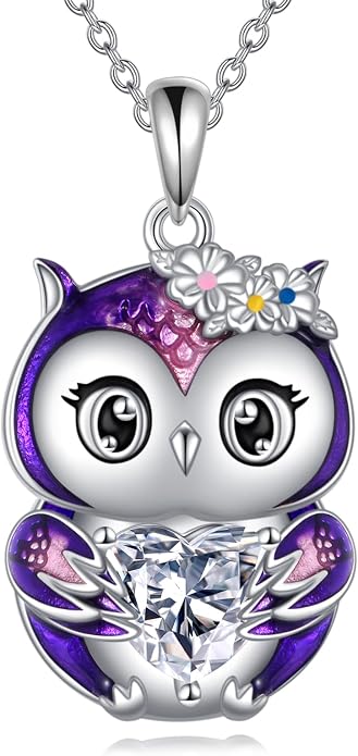 Bat/Cow/Cat/Bunny Necklace 925 Sterling Silver Heart Animal Pendant Necklace for Women