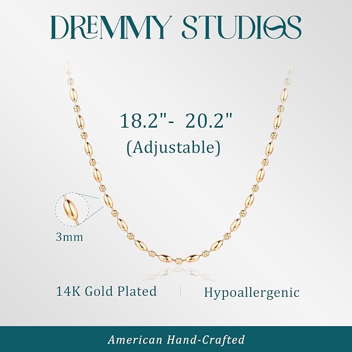 Dremmy Studios Dainty Gold Choker Necklace for Women 14K Gold Plated Coin Disc Figaro Layered Beaded Flat Mariner Sideways Cross Wishbone Link Clavicle Necklaces