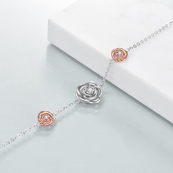 CRMAD Moonstone Moon/Star/Daisy/Turquoise/Rose Flower/Cat/Star/Hecate/Airplane/Pearl/Chakra/Rose Pearl/Butterfly/Wave/Starfish Anklet for Women Sterling Silver Anklet Irish Jewelry
