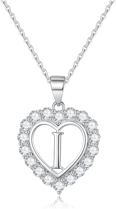 Infinity Heart Necklaces for Women, S925 Sterling Silver Initial Necklace Womens Jewelry Mothers Day Gifts Girls Valentines Gifts for Her Christmas Birthday Gifts for Women Mom Wife Girlfriend