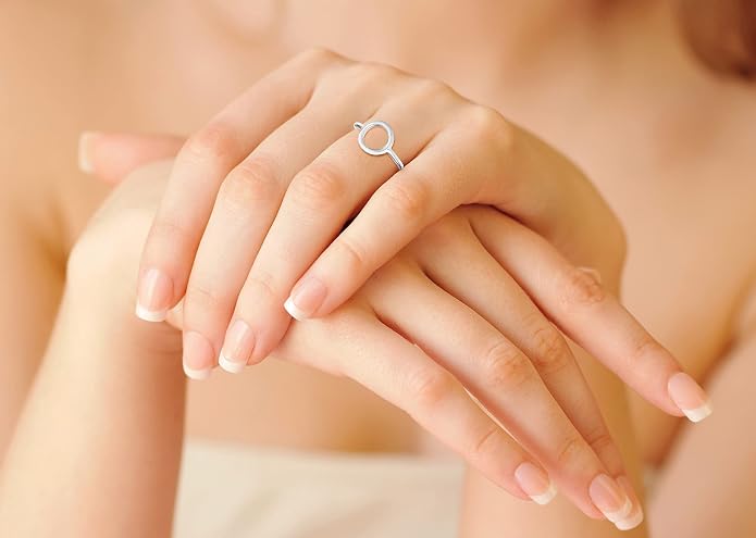 Miabella 925 Sterling Silver or 18K Gold Plated Open Circle Ring for Women Made in Italy