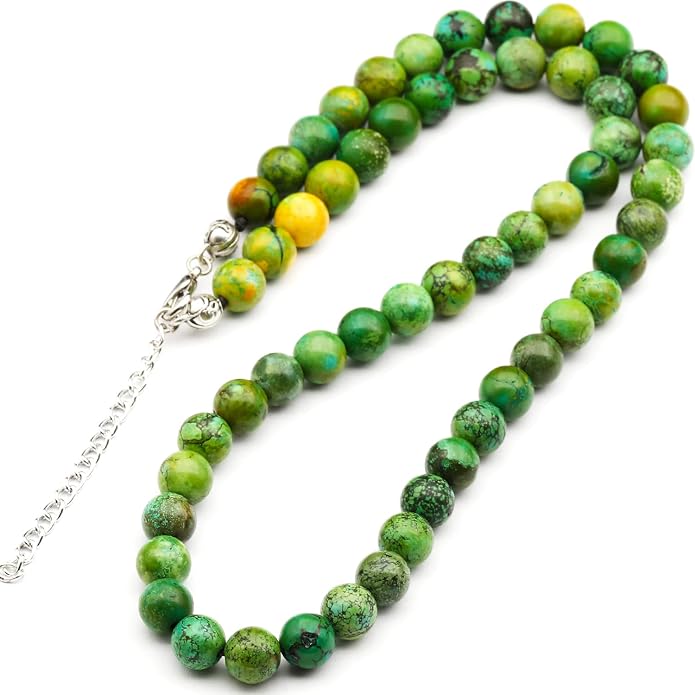 Natural Gemstone Beaded Choker Necklace | 8mm Handmade Adjustable Jewelry for Men & Women | Chakra Balancing Crystal Necklace | Spiritual Gift | Macrame Cord with Extender