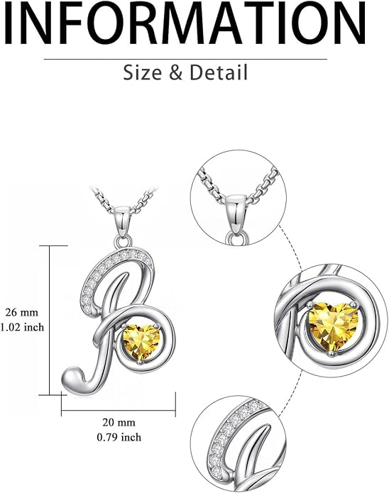Birthday Gifts for Women Alphabet A to Z Initial Birthstone Pendant Necklaces for Women - 18k White Gold Plated Personalized Name Jewelry Anniversary Graduation Gifts for Wife Her Daughter Girlfriend(with Gift Box)
