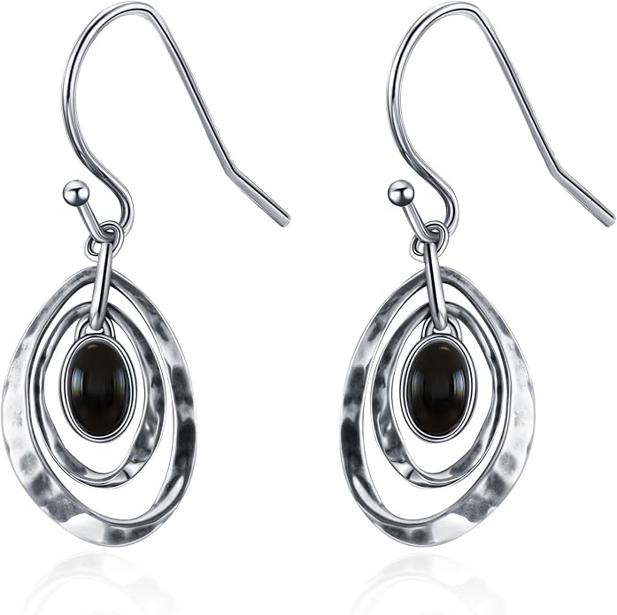 Real 925 Sterling Silver Trendy Dangle Earrings for Women | White Gold Plated | Hypoallergenic Turquoise/Black Onyx/Opal Filigree Jewelry Lightweight Celtic Lover Knot Leverback Earrings Gifts