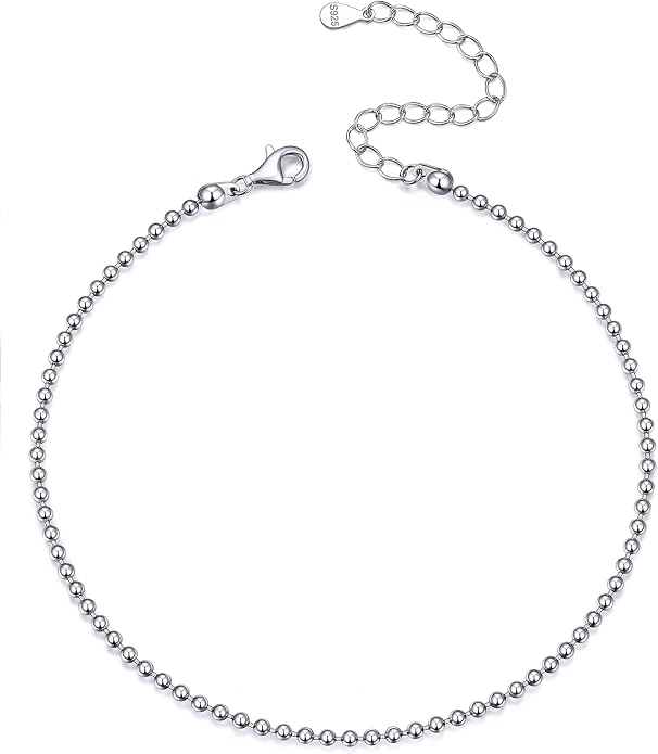 ChicSilver 925 Sterling Silver Ankle Bracelet for Women, Simple Cuban Link/Figaro/Twist Rope Chain Anklets for Beach Party(with Gift Box)