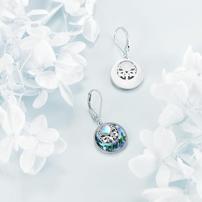 Abalone Shell Dangle Drop Earrings for Women 925 Sterling Silver Filigree Bohemian Earrings Jewelry Gift