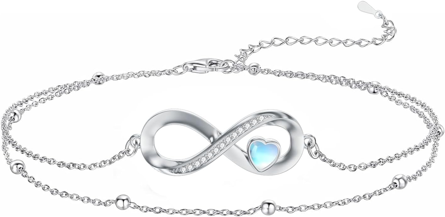 925 Sterling Silver Ankle Bracelet Evil Eye/Dolphin/Sea Turtle/Infinity/Wave Seashell/Hamsa Ankle Bracelet Adjustable Summer Beach Ocean Jewelry for Women