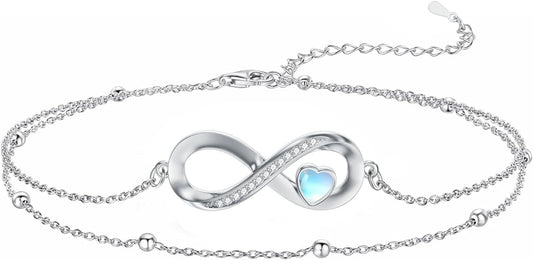 925 Sterling Silver Ankle Bracelet Evil Eye/Dolphin/Sea Turtle/Infinity/Wave Seashell/Hamsa Ankle Bracelet Adjustable Summer Beach Ocean Jewelry for Women