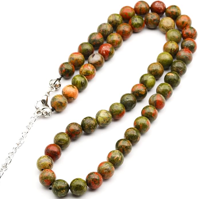 Natural Gemstone Beaded Choker Necklace | 8mm Handmade Adjustable Jewelry for Men & Women | Chakra Balancing Crystal Necklace | Spiritual Gift | Macrame Cord with Extender