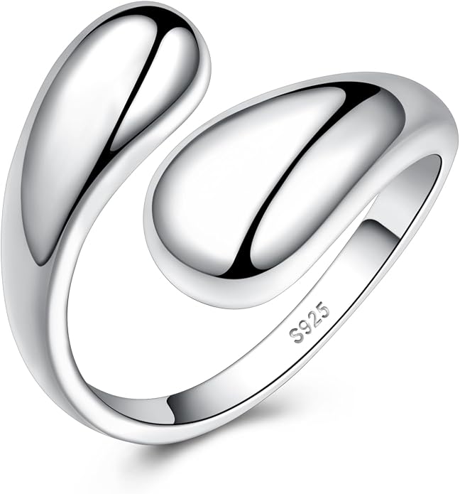 Fookduoduo 925 Sterling Silver Ring Inspirational Jewelry adjustable Wrap Open Rings for Women