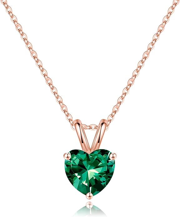 SMILEST Dainty Heart Birthstone Necklace for Women, 925 Sterling Silver Necklace Sparkling Heart Pendant, Anniversary Birthday Gifts for Women Mom Wife Daughter Girlfriend Grandma