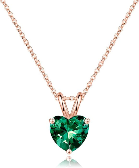 SMILEST Dainty Heart Birthstone Necklace for Women, 925 Sterling Silver Necklace Sparkling Heart Pendant, Anniversary Birthday Gifts for Women Mom Wife Daughter Girlfriend Grandma