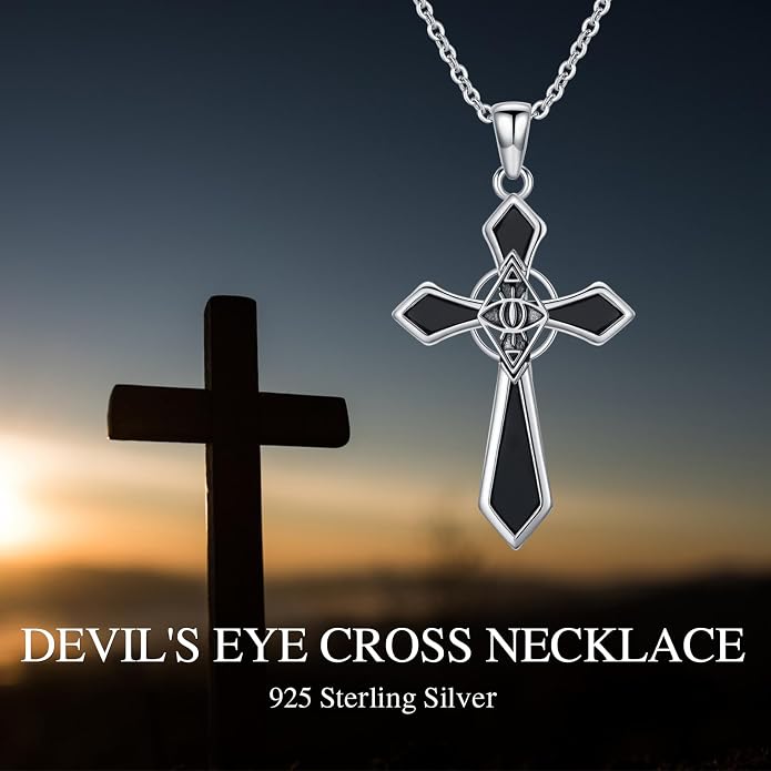 Cross Necklace for Women 925 Sterling Silver Crucifix Pendant Christian Cross Jewelry for Women Men