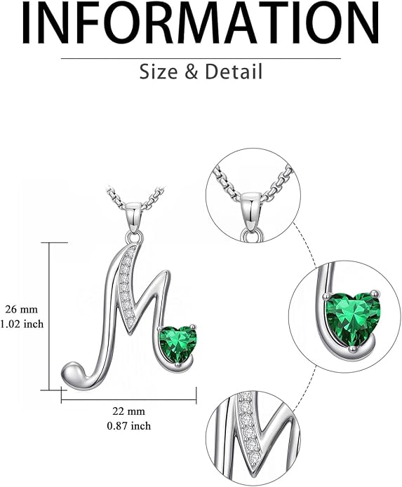 Birthday Gifts for Women Alphabet A to Z Initial Birthstone Pendant Necklaces for Women - 18k White Gold Plated Personalized Name Jewelry Anniversary Graduation Gifts for Wife Her Daughter Girlfriend(with Gift Box)
