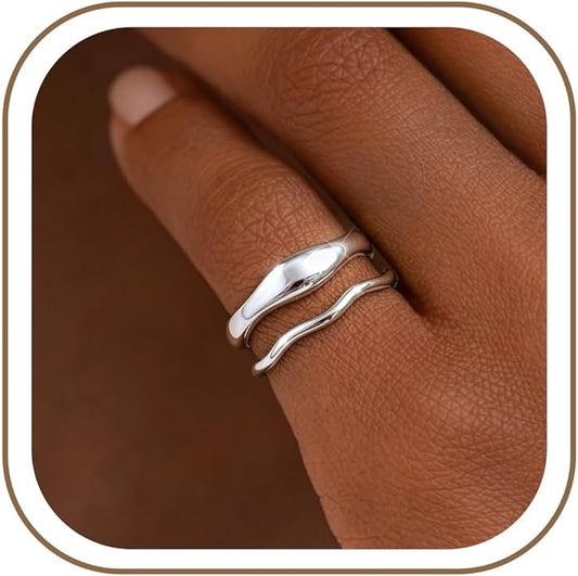 Gold Rings for Women Men Non Tarnish, Waterproof Chunky 14K Gold Plated Dainty Stackable Rings Trendy Statement Pinky Thumb Rings Engagement Eternity Wedding Band Ring Stacking Gold Jewelry Size 3 4 5 6 7 8 9 10 11