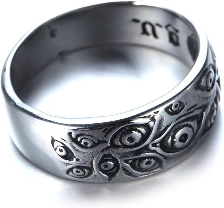 Men's Stainless Steel Eye of God Ring Band All Seeing Eye Spinner Rings Black Silver Vintage Jewelry Size 5 to 14