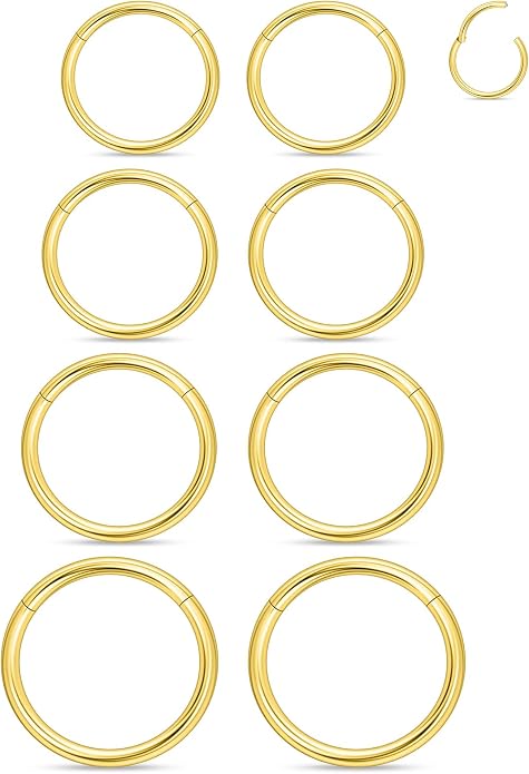 20G 18G 16G 14G 12G 10G 8G 6G Nose Rings Hoops 316l Surgical Steel Clicker Septum Lip Ring Tragus Helix Daith Rook Conch Snug Cartilage Lobe Earrings Hoop Piercing Jewelry For Women Men