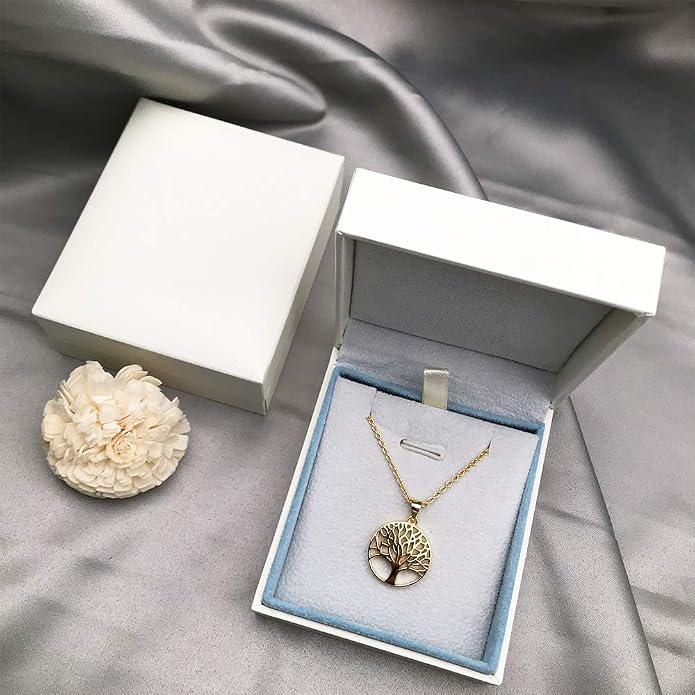 AGVANA Gold Plated Sterling Silver Tree of Life Pendant Necklace Earrings for Women Dainty Family Tree Jewelry for Her Anniversary Birthday Gifts for Mom Wife Lover Grandma Her, 16+2 Inches