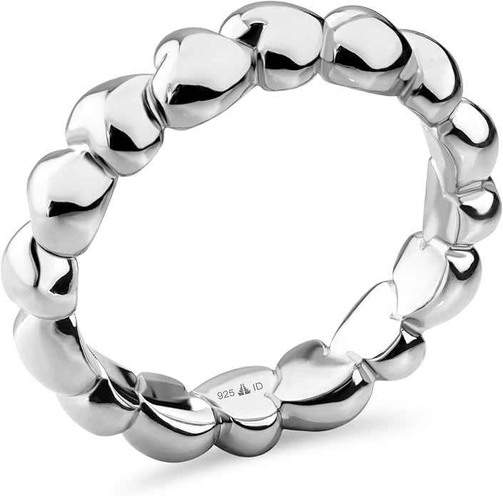 DEVATA Gold or Rhodium Plated Sterling Silver 925 – Eternity, Band Ring for Women – Heart, Knot, Clover, Infinity, Mariner, Cable, Curb, Cuban, Figaro, Daisy, Rope, Ribbed, Dome