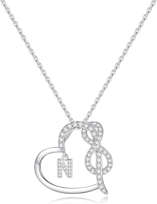 Infinity Heart Necklaces for Women, S925 Sterling Silver Initial Necklace Womens Jewelry Mothers Day Gifts Girls Valentines Gifts for Her Christmas Birthday Gifts for Women Mom Wife Girlfriend