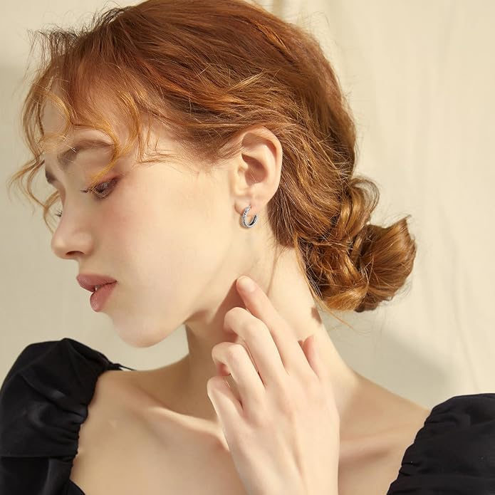 Sterling Silver Hoop Earrings Small Hoop Sun/Leaf/Triangle Huggie Earrings for Women Hypoallergenic