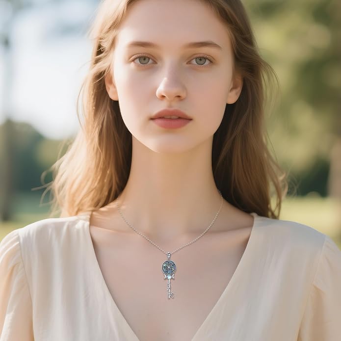 Thors Hammer Witches Knot Necklace Sterling Silver Celtic Witches Mjolnir Pendant Celtic Knot Viking Jewelry for Women Men
