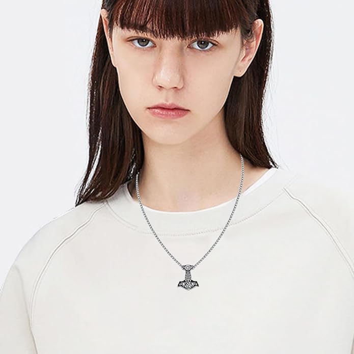 Thors Hammer Necklace for Men Women 925 Sterling Silver Viking Mjolnir Necklace with Stainless Steel Chain Thor's Hammer Necklace Thor Hammer Necklace