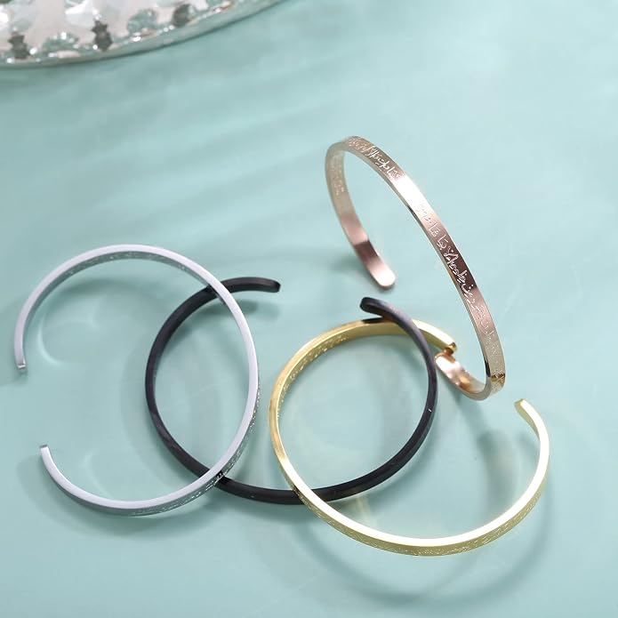 Qitian Islamic Jewelry Gifts for Women Allah Gold Bangles Bracelets Ayatul Kursi Arabic Cuff Bracelet for Women Men Islam Eid Ramadan New Year Gifts