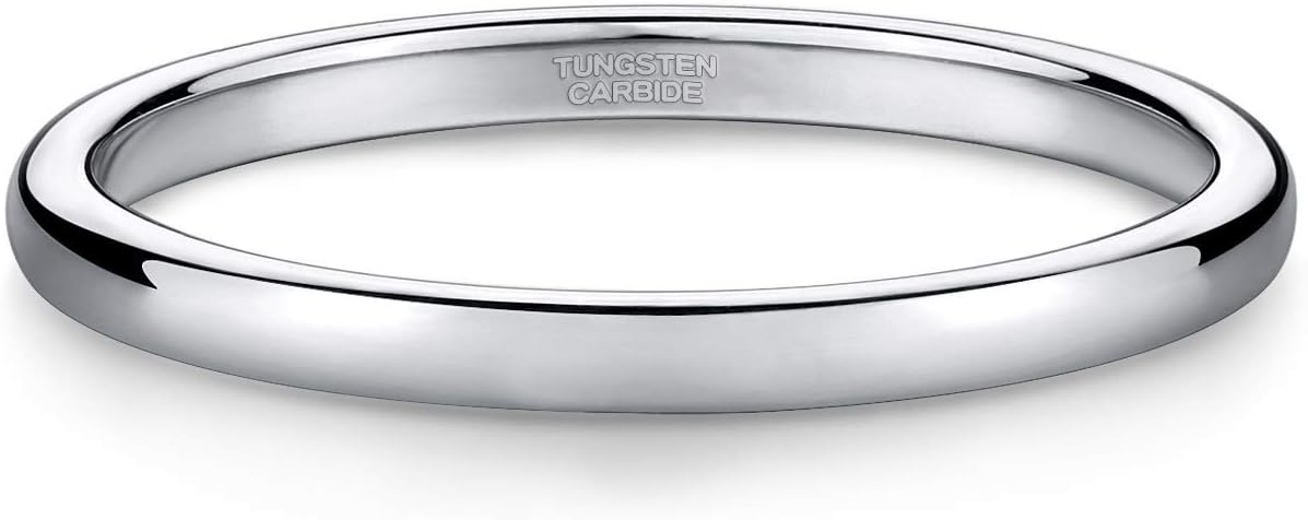 TRUMIUM 2mm 4mm 6mm 8mm Tungsten Wedding Band Ring for Men Women Silver/Rose Gold Plated/Rainbow/Gold Plated Domed High Polish Engagement Promise Rings Comfort Fit 4-15