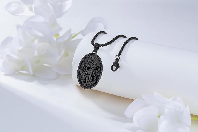 Hecate Wiccan Triple Moon Goddess Necklace Tetragrammaton Nudo De Bruja Plata 925 Original Sterling Silver Cat Moon Pendant Hekate Witch Necklace Amulet Witchy Jewelry Gifts for Women Men
